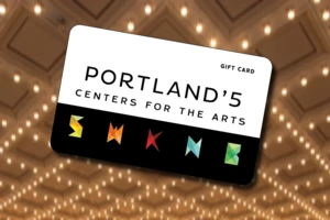 Portland'5 gift card image on background with marquee lights